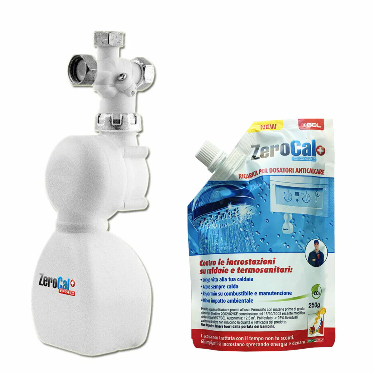 Anticalcare addolcitore Gel Zerocal+ PRO DIMA DUAL Universale 1/2" per caldaia - Image 2