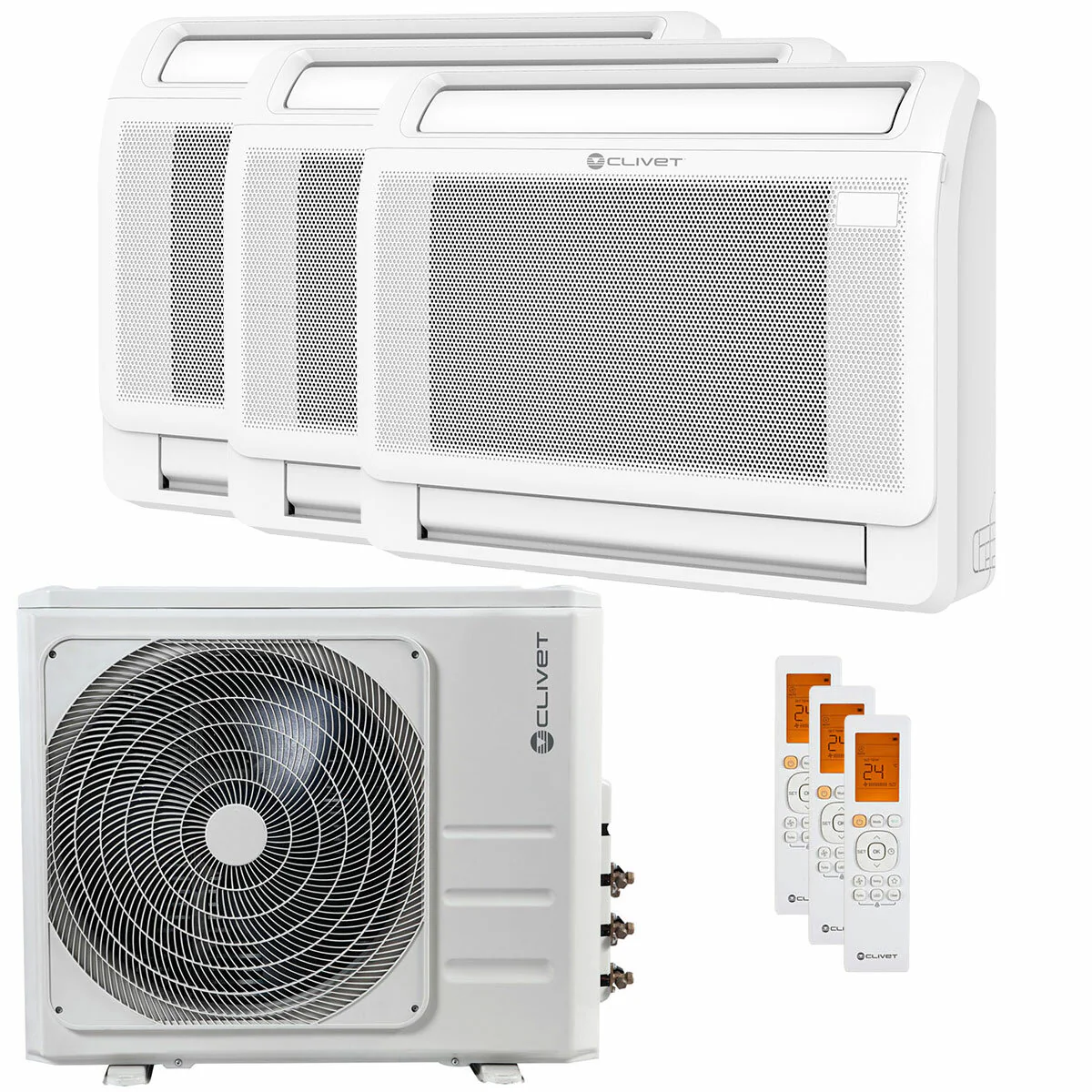 Condizionatore Clivet CONSOLE 3 trial split 9000+12000+18000 BTU inverter A++  unità esterna 10.5 kW