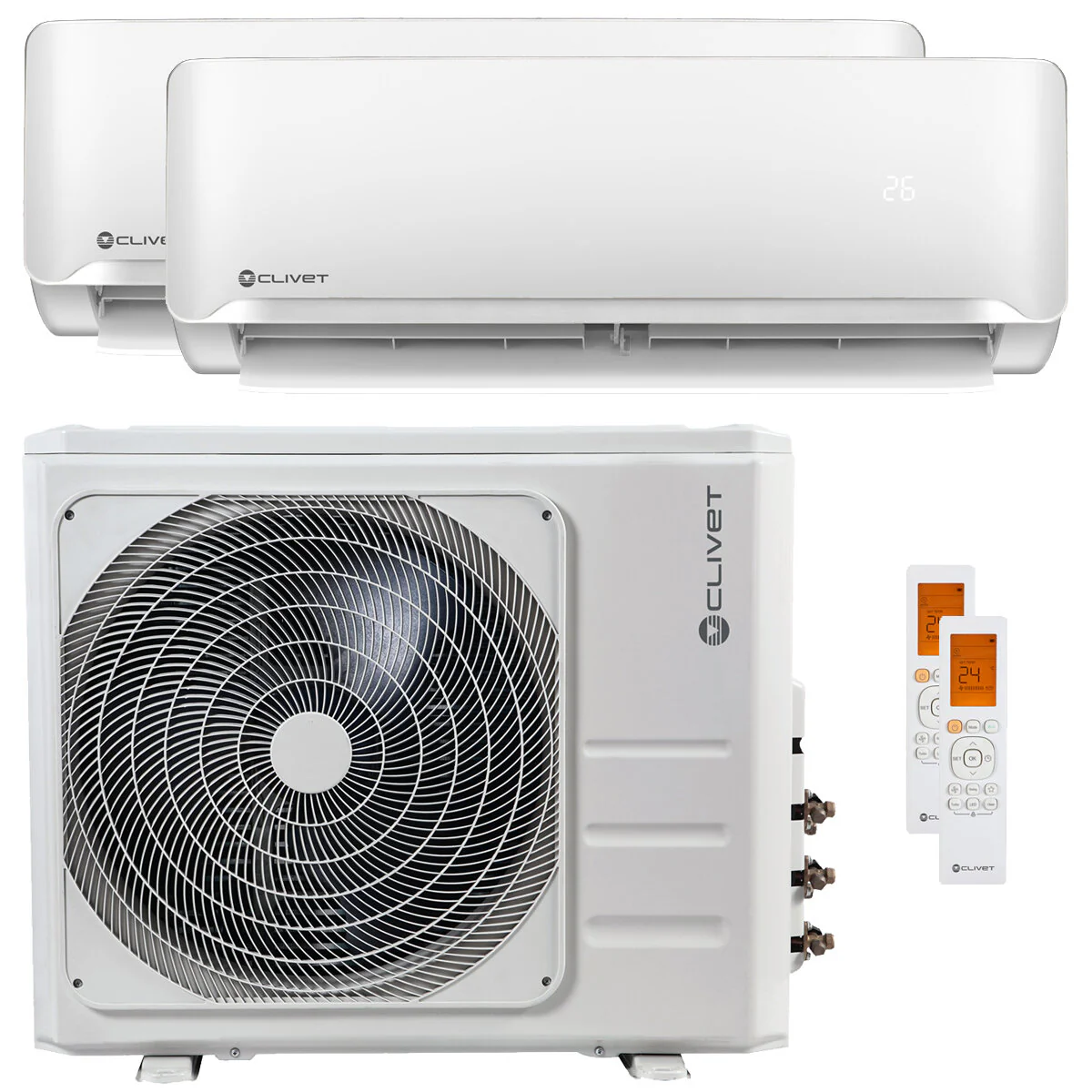 Condizionatore Clivet Essential 2 dual split 12000+18000 BTU inverter A+ unità esterna 7,9 kW