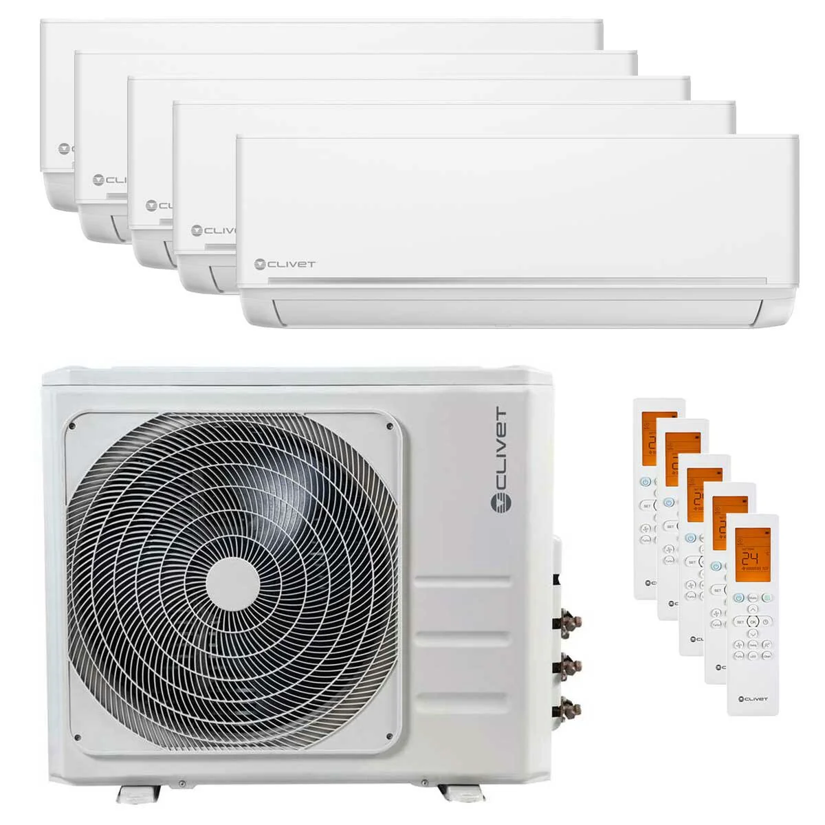 Condizionatore Clivet EZCool penta split 9000+9000+12000+12000+12000 BTU inverter A++  unità esterna 12.3 kW