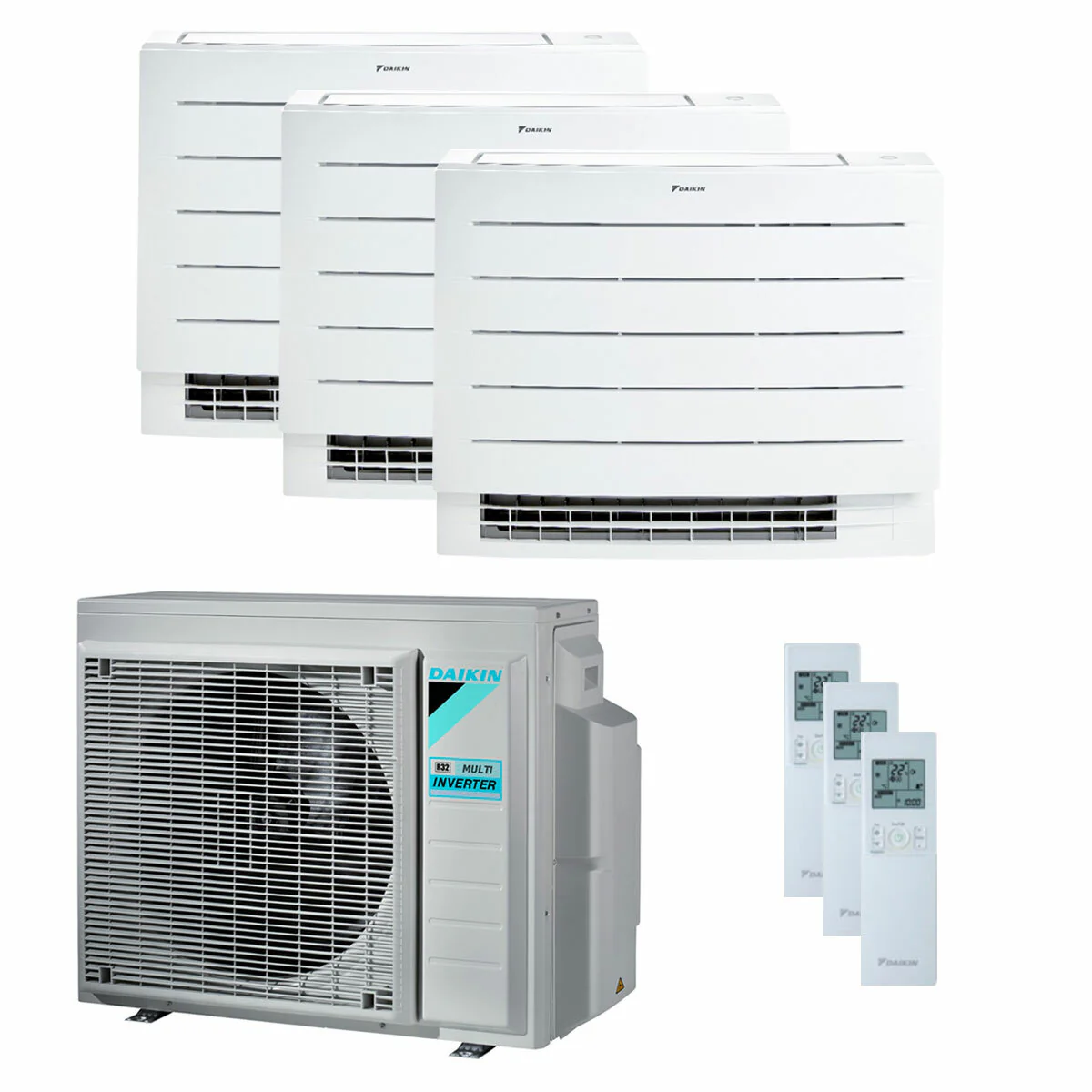 Condizionatore Daikin Perfera Floor trial split 7000+7000+7000 BTU inverter A+++ wifi unità esterna 5,2 kW