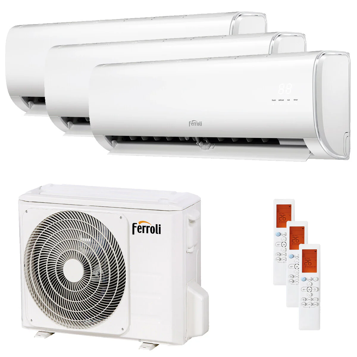 Condizionatore Ferroli Giada trial split 9000+9000+12000 BTU inverter A+ wifi unità esterna 6.2 kW