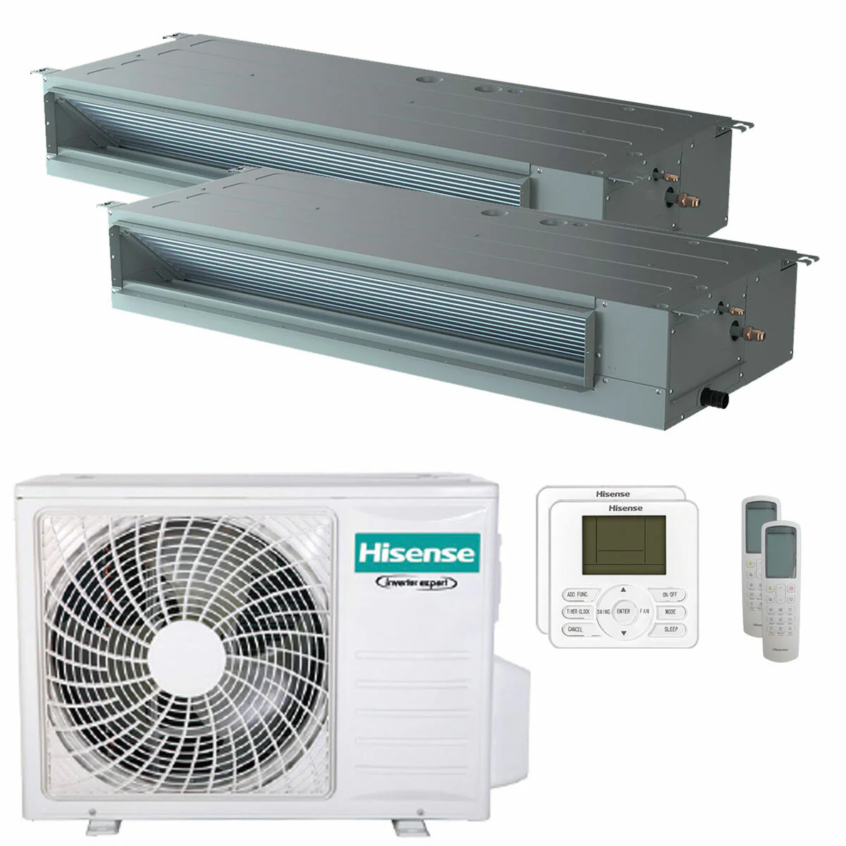 Condizionatore Hisense Canalizzabile ADT dual split 9000+18000 BTU inverter A++  unità esterna 5.5 kW