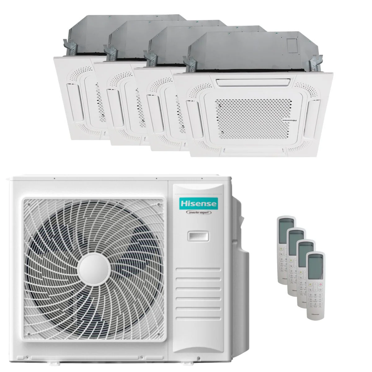 Condizionatore Hisense Cassetta ACT quadri split 9000+12000+12000+12000 BTU inverter A++ unità esterna 10 kW