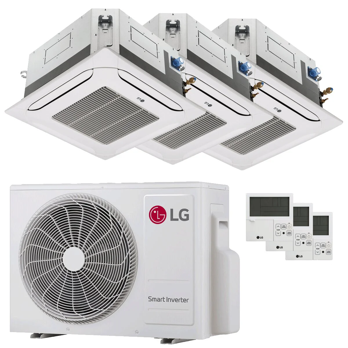 Condizionatore LG Cassetta 4 vie LG trial split 9000+12000+12000 BTU inverter A+++  unità esterna 6.2 kW