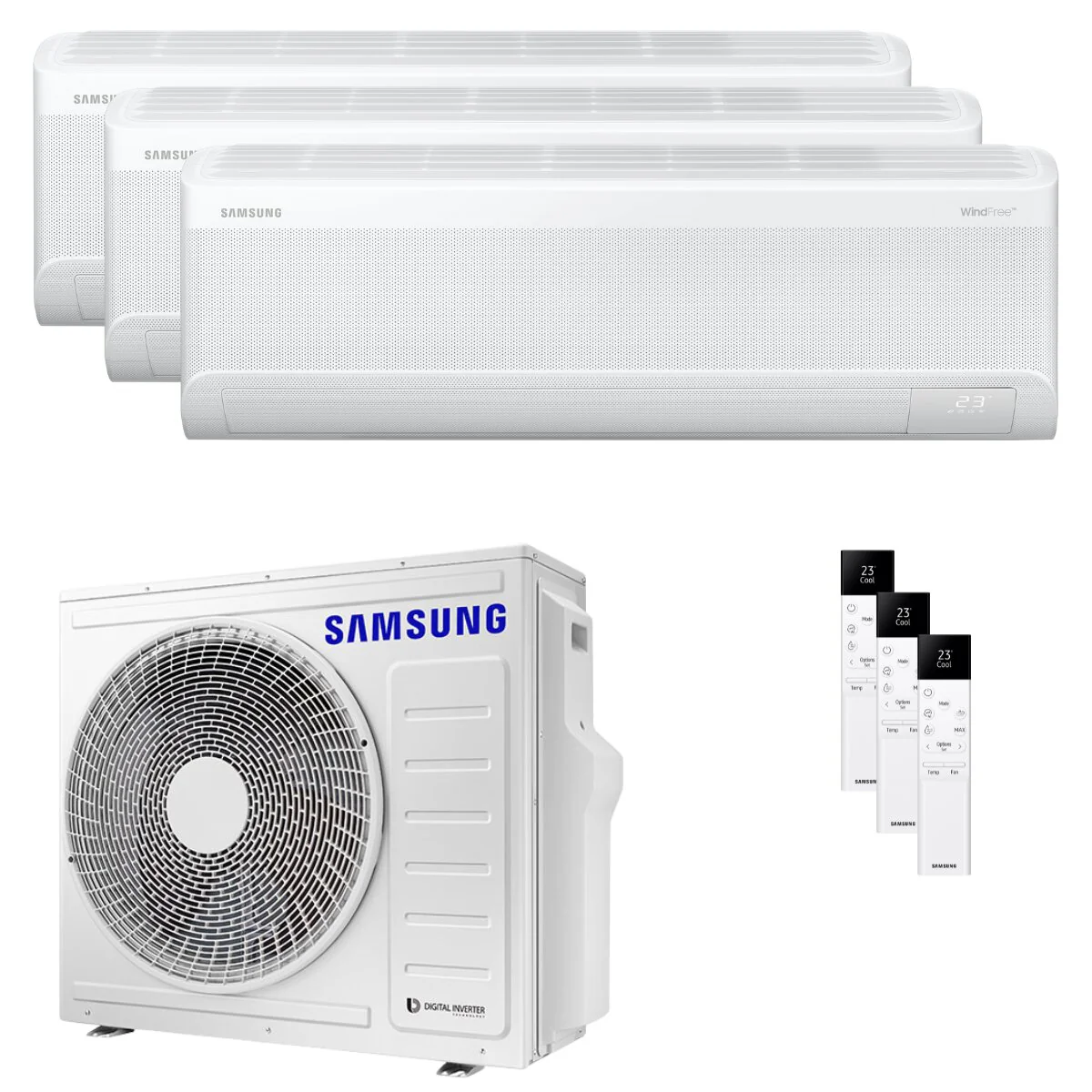 Condizionatore Samsung Windfree Avant S2 trial split 12000+12000+12000 BTU inverter A++ wifi unità esterna 8 kW