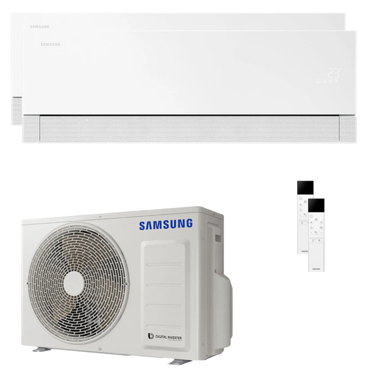 Condizionatore Samsung WindFree Première Plus dual split 7000+12000 BTU inverter A+++ wifi unità esterna 4 kW