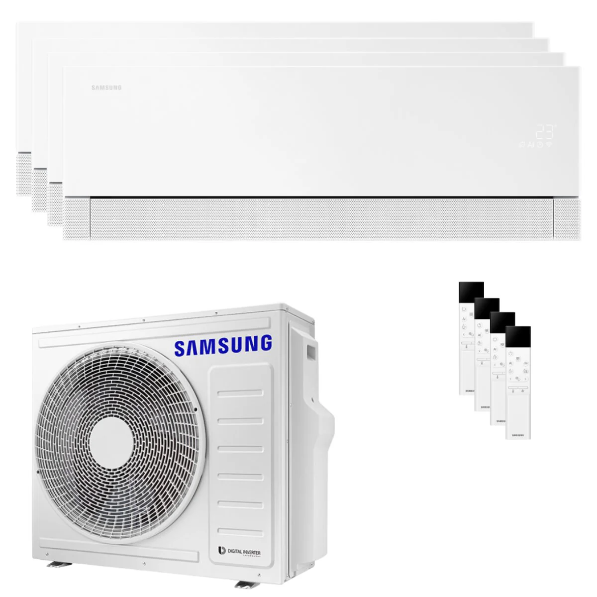Condizionatore Samsung WindFree Première Plus quadri split 7000+7000+9000+12000 BTU inverter A++ wifi unità esterna 8 kW