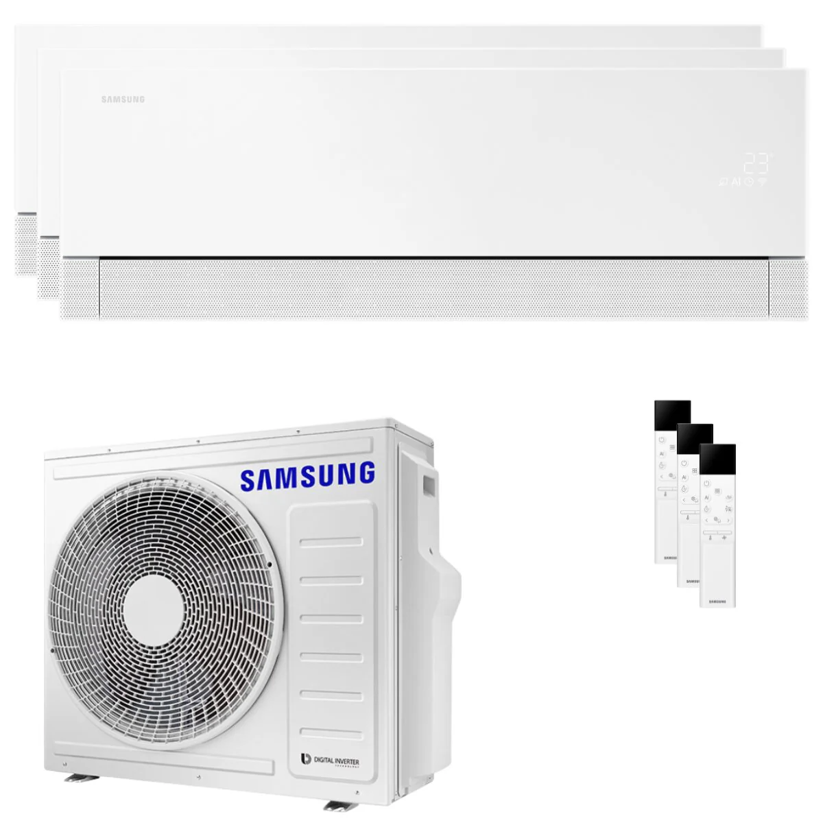 Condizionatore Samsung WindFree Première Plus trial split 7000+12000+12000 BTU inverter A++ wifi unità esterna 6.8 kW