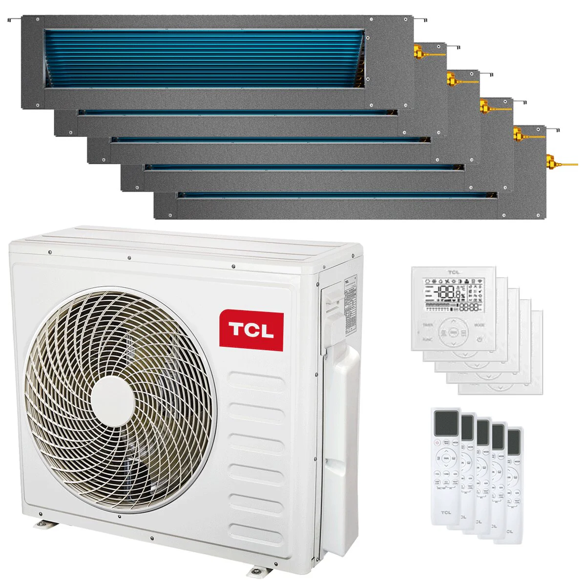 Condizionatore TCL Canalizzabile Serie D penta split 9000+12000+12000+12000+12000 BTU inverter A++ wifi unità esterna 12.2 kW