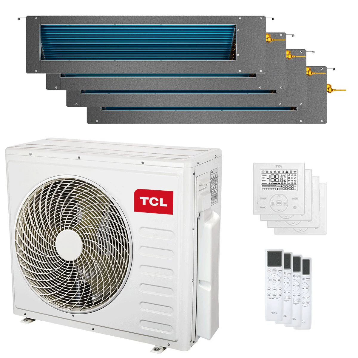 Condizionatore TCL Canalizzabile Serie D quadri split 9000+9000+9000+9000 BTU inverter A++ wifi unità esterna 9.4 kW