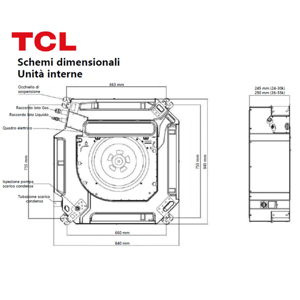 Condizionatore TCL Cassetta 4 vie Serie S Standard 48000 BTU R32 Inverter WiFi A++/A+ - Image 4