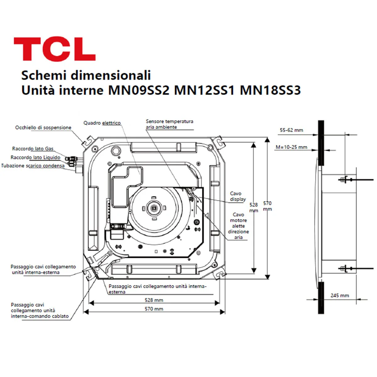 Condizionatore TCL Cassetta 4 vie Serie S trial split 9000+9000+9000 BTU inverter A++ wifi unità esterna 7.9 kW - Image 4