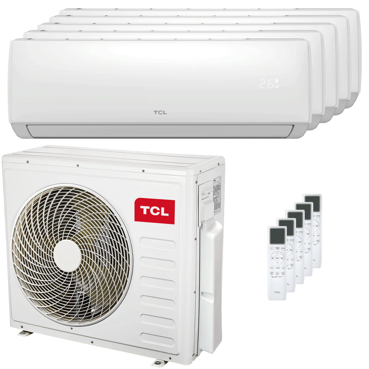 Condizionatore TCL Elite F2 penta split 9000+12000+12000+12000+12000 BTU inverter A++ wifi unità esterna 12.2 kW