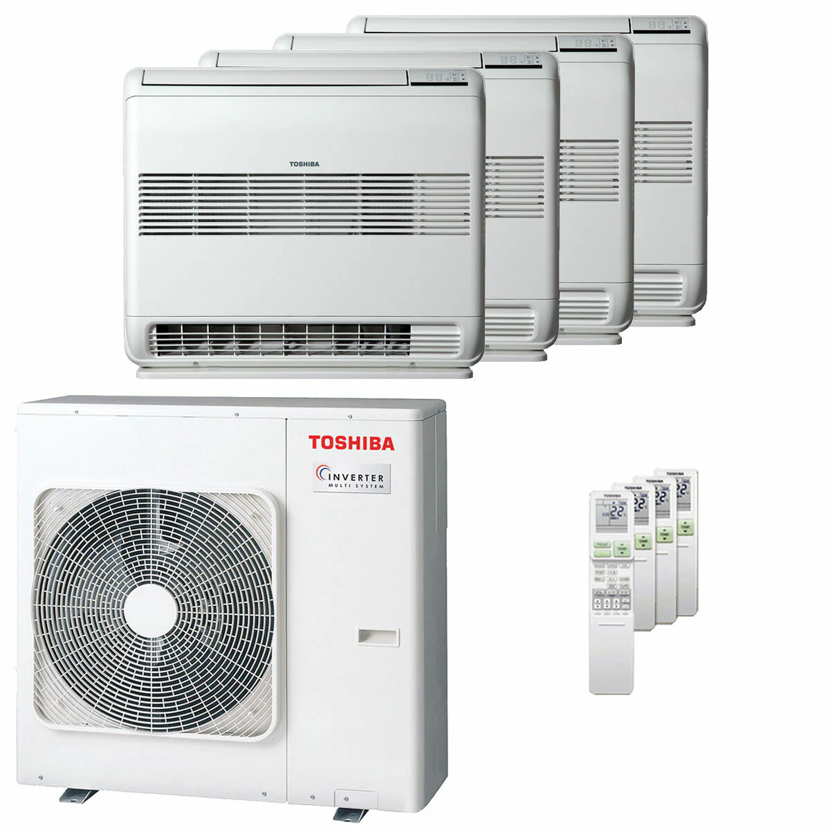 Condizionatore Toshiba Console J2 quadri split 12000+12000+12000+12000 BTU inverter A++  unità esterna 8 kW
