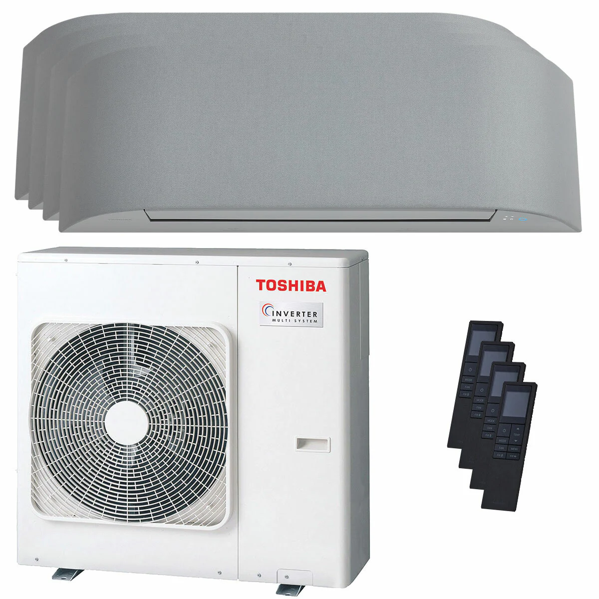 Condizionatore Toshiba Haori quadri split 7000+9000+9000+12000 BTU inverter A++ wifi unità esterna 8 kW