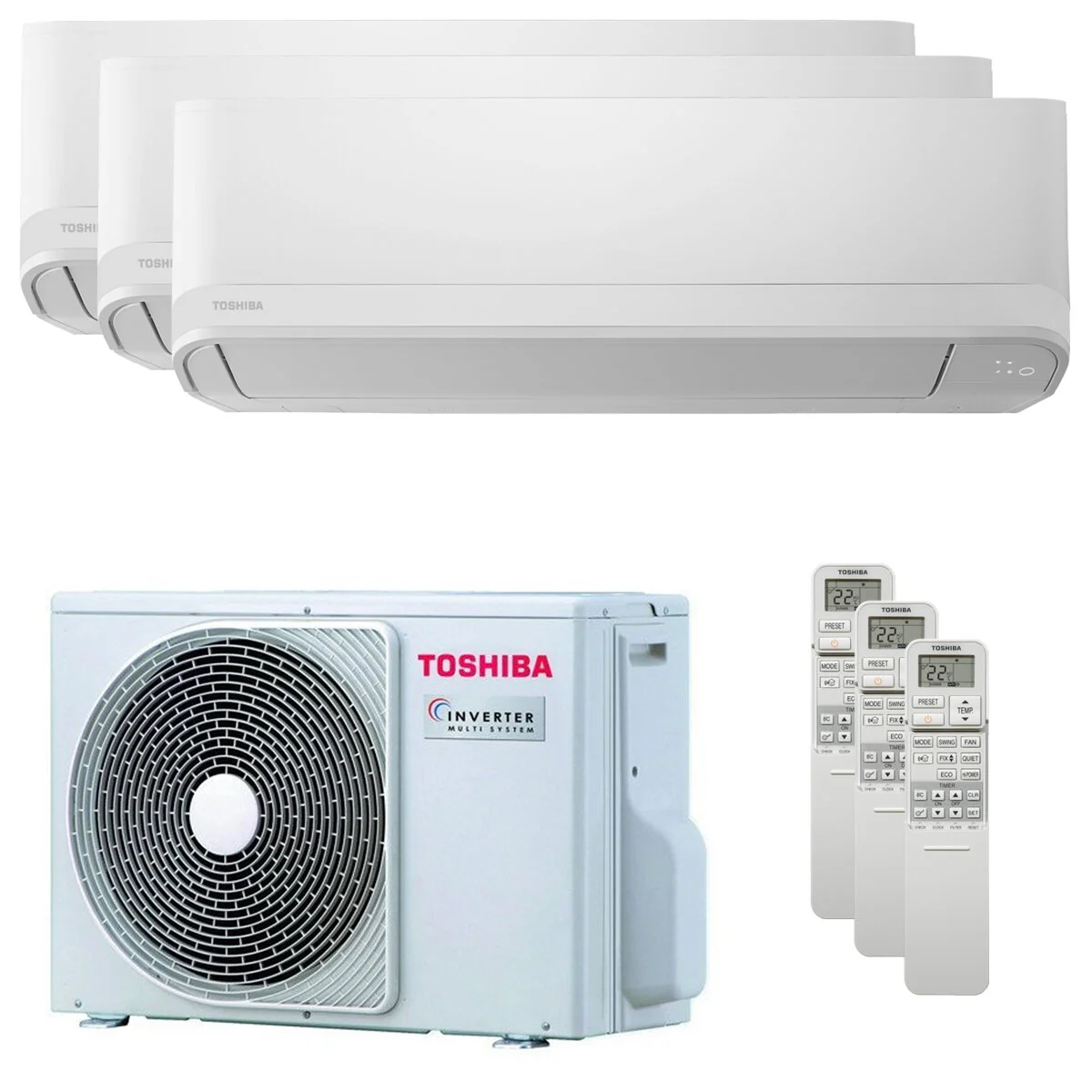 Condizionatore Toshiba Seiya Classic 2025 trial split 7000+9000+16000 BTU inverter A+++  unità esterna 5.2 kW