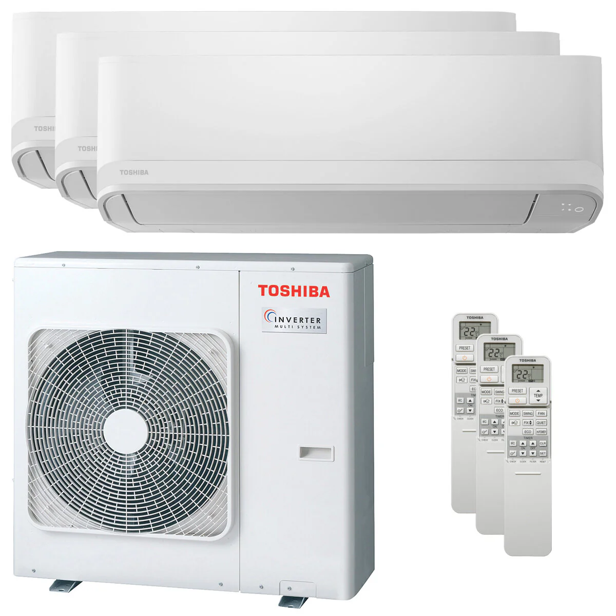 Condizionatore Toshiba Seiya Classic 2025 trial split 9000+9000+12000 BTU inverter A+++  unità esterna 7 kW
