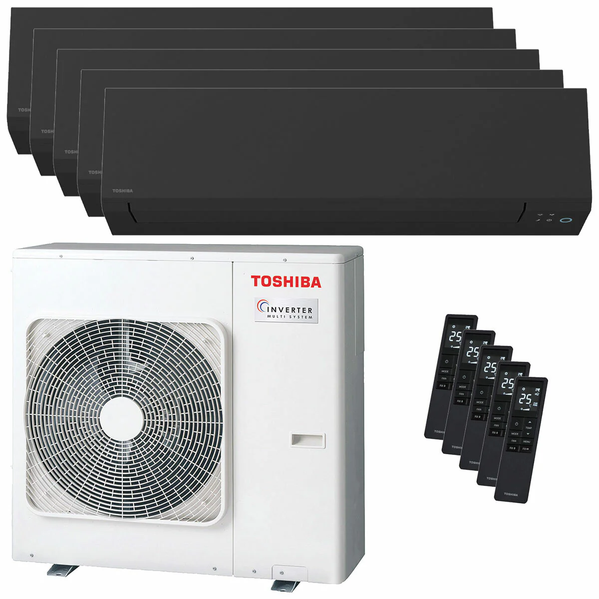 Condizionatore Toshiba SHORAI Edge Black penta split 7000+7000+7000+9000+9000 BTU inverter A++ wifi unità esterna 10 kW