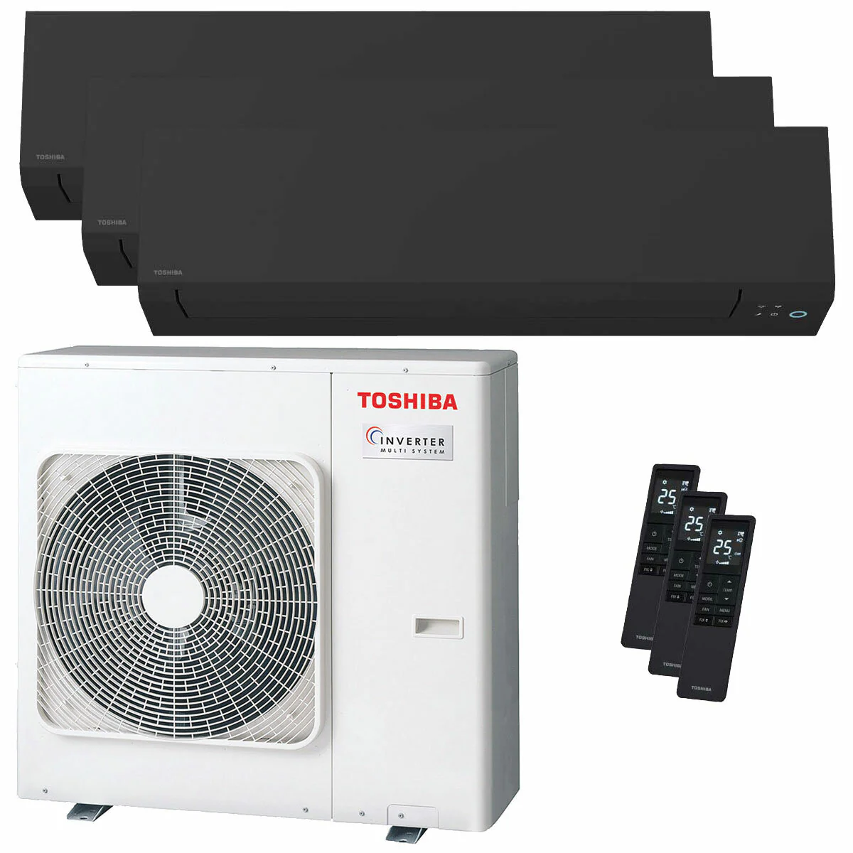 Condizionatore Toshiba SHORAI Edge Black trial split 5000+5000+18000 BTU inverter A+++ wifi unità esterna 7 kW