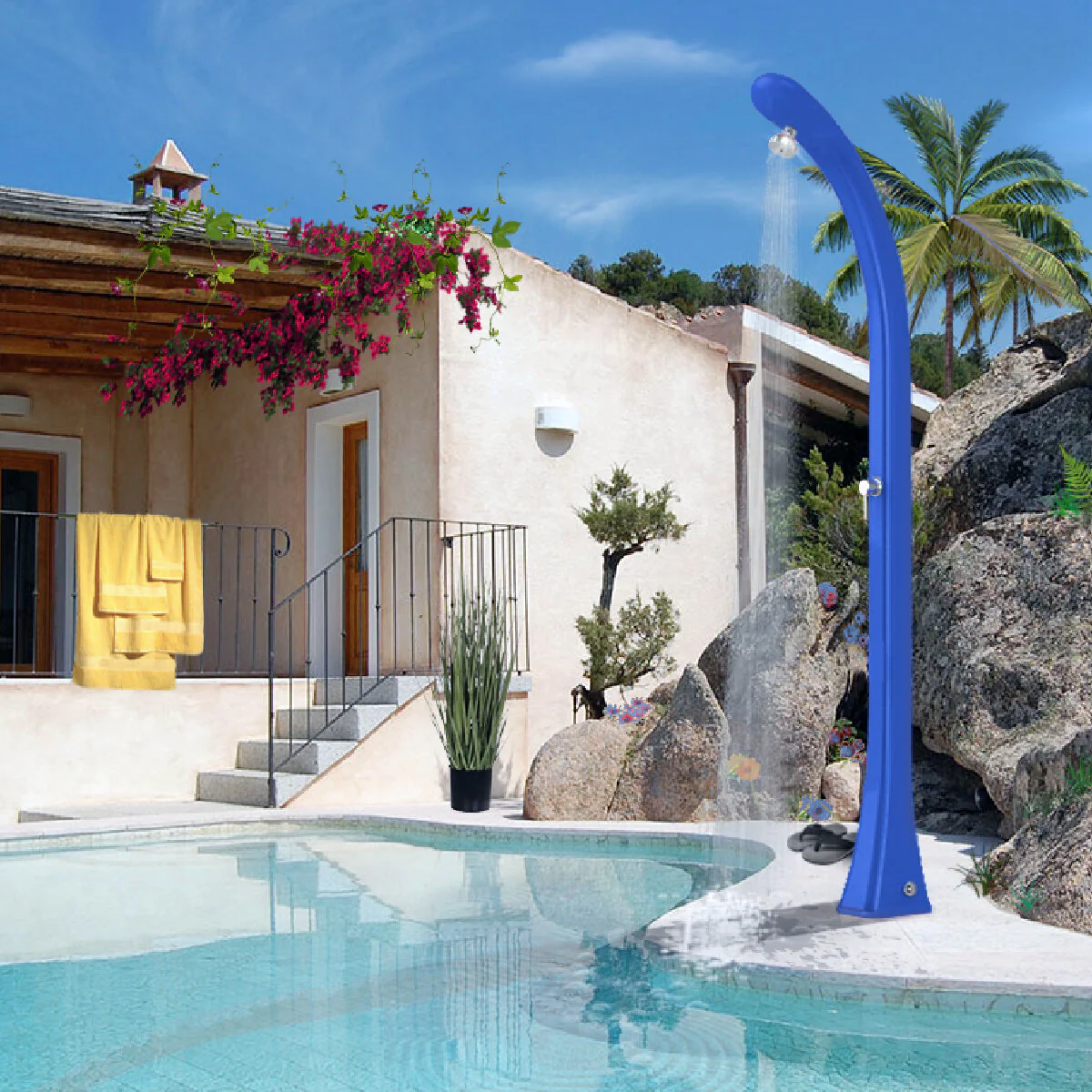 Doccia solare da giardino Arkema Happy ONE con lavapiedi 24 litri antracite - Image 3