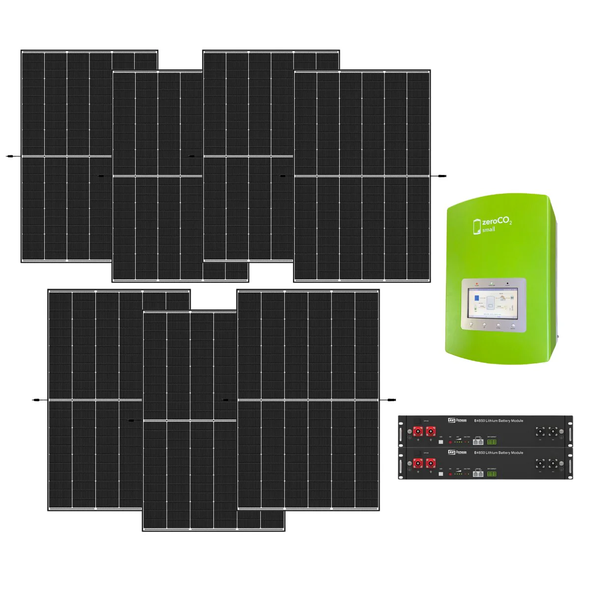 Kit fotovoltaico 3 kW con 7 pannelli fotovoltaici Trina  Solar 450 W + Inverter Energy 3 kW + 2 batterie di accumulo Energy Dyness 2,4 kW