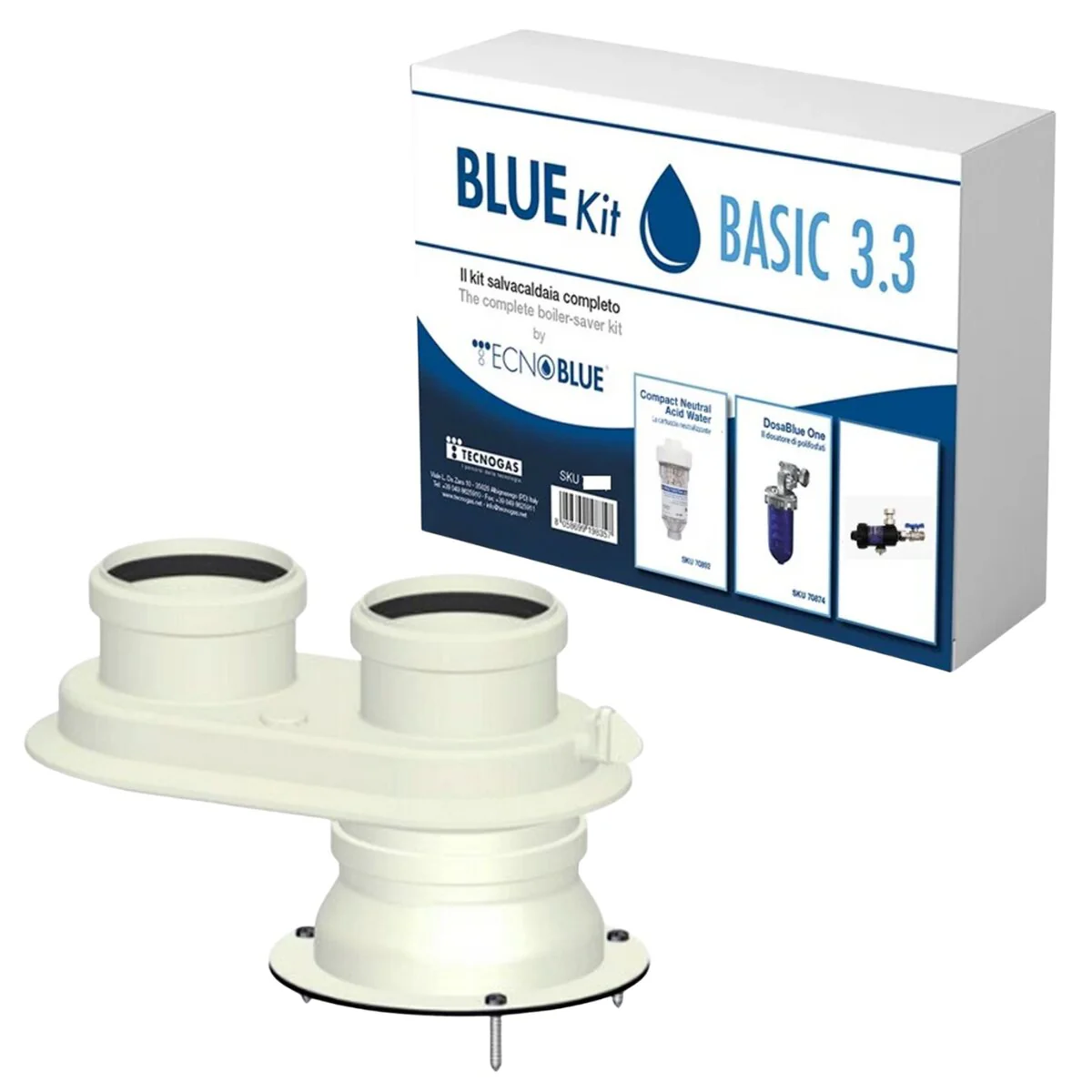 Kit installazione caldaia Bosch con scarico fumi sdoppiato, defangatore, dosatore di polifosfati e cartuccia neutralizzante