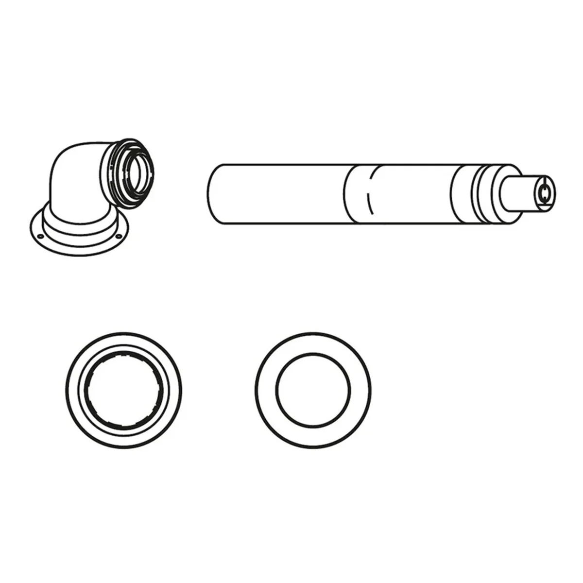 Kit scarico fumi coassiale orizzontale Bosch FC-SET60-C13X Ø60/100 mm - SERIE CONDENS 