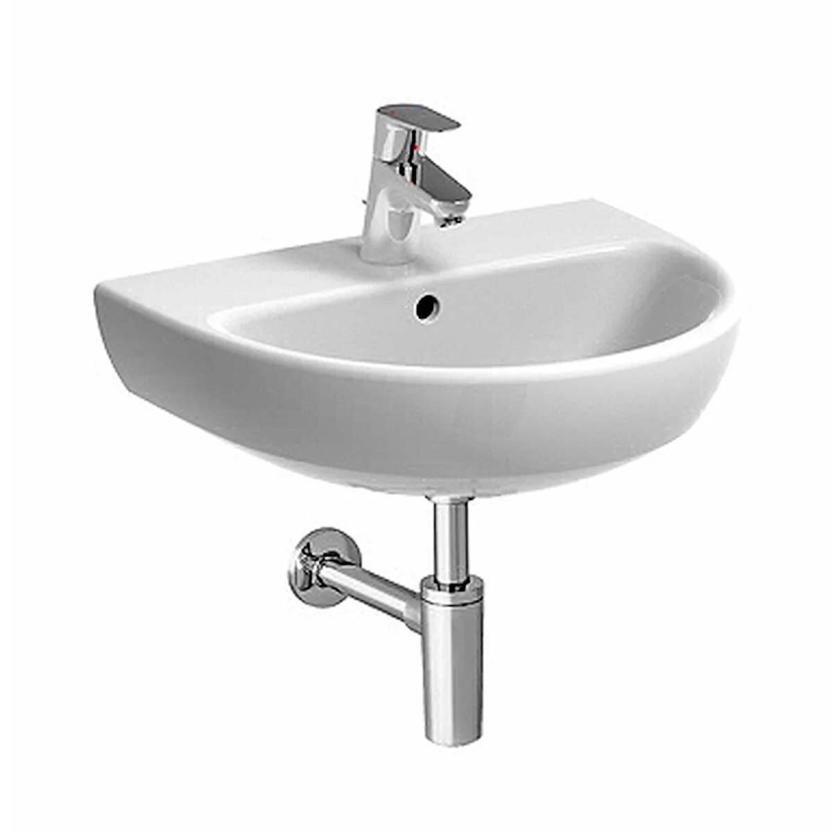 Lavabo 55 Geberit Selnova 55 cm monoforo sospeso bianco lucido