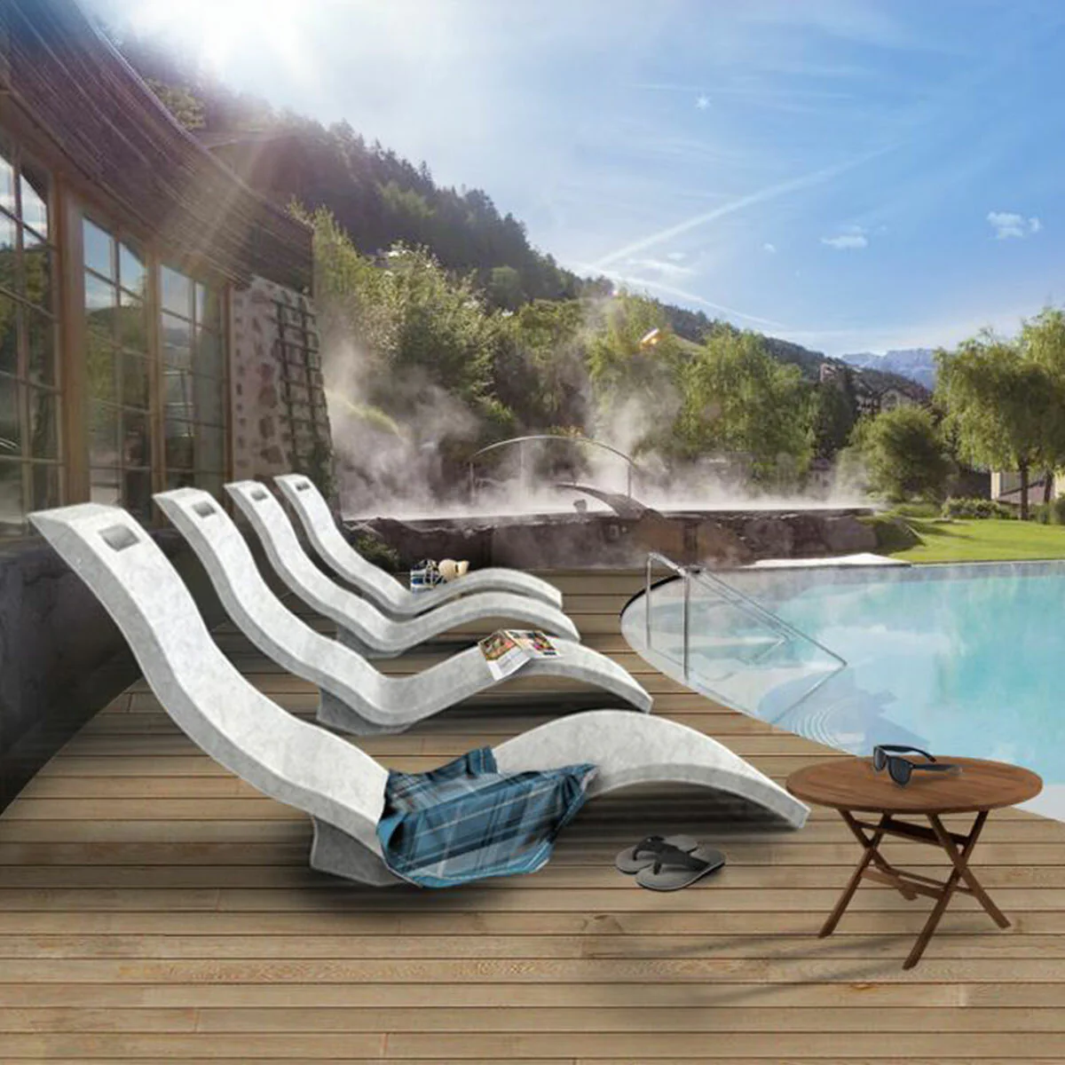 Lettino Prendisole Arkema Serendipity Chaise in polietilene HD di colore bianco - Image 2