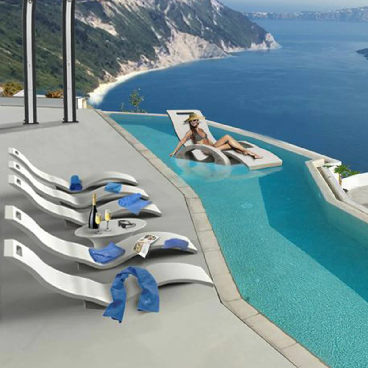 Lettino Prendisole Arkema Serendipity Chaise in polietilene HD di colore bianco - Image 4