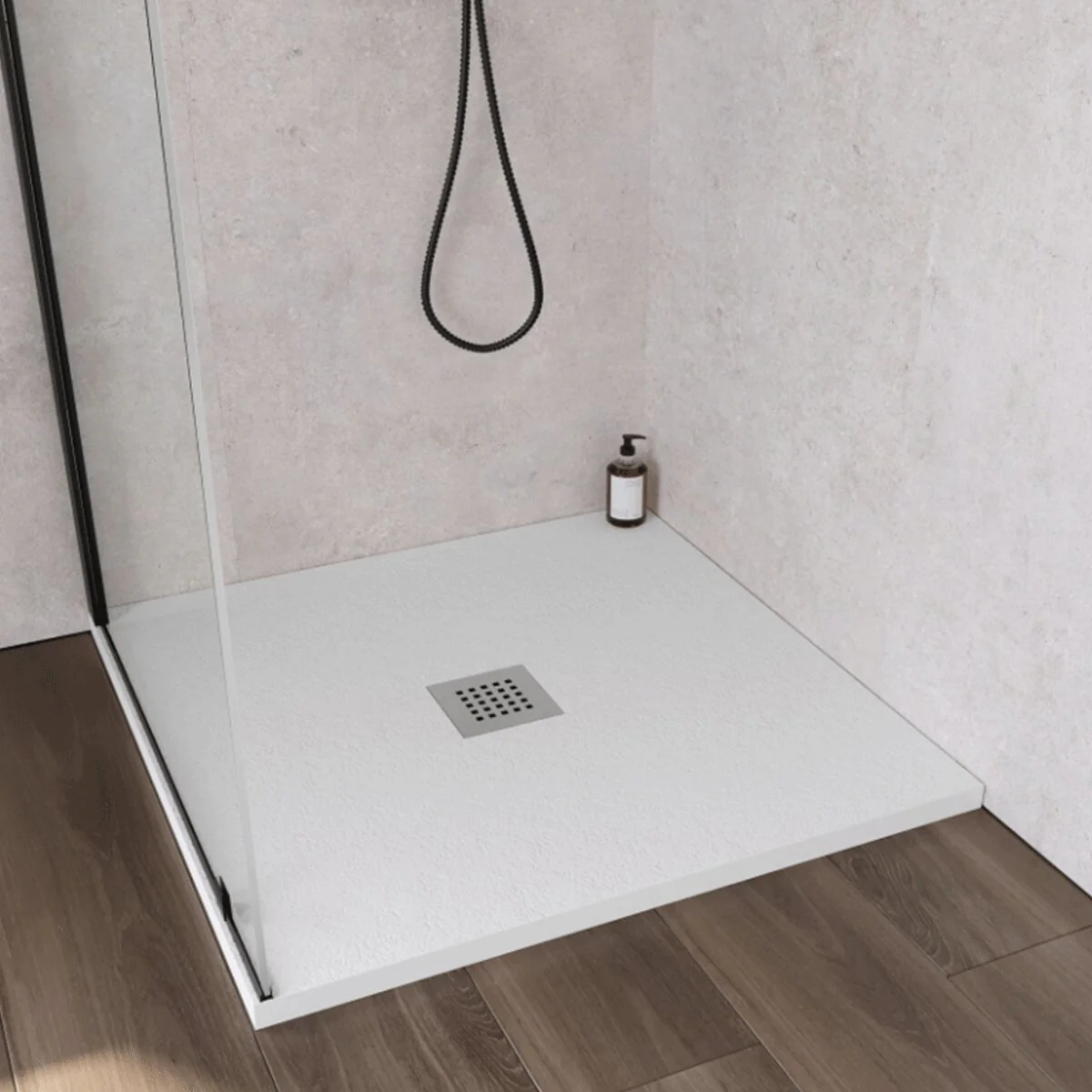 Piatto doccia Ercos Stone 800x800 Quadrato Bianco Opaco - Image 3