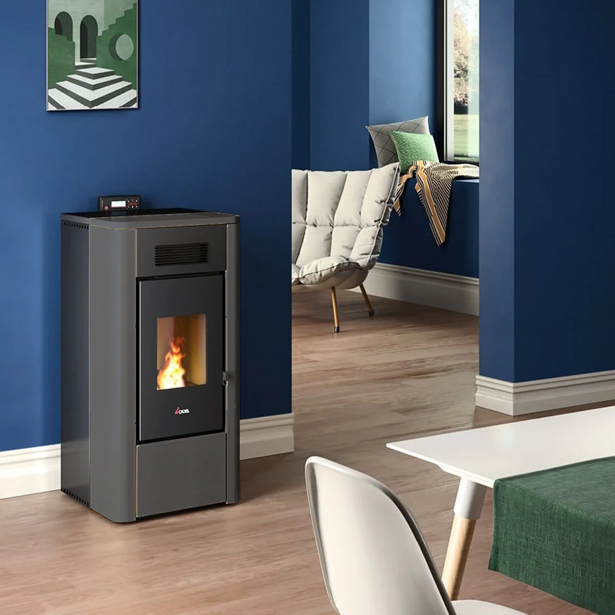 Stufa a pellet Cadel River Idro 16 ad acqua 16,1 kW WiFi Antracite - Image 2