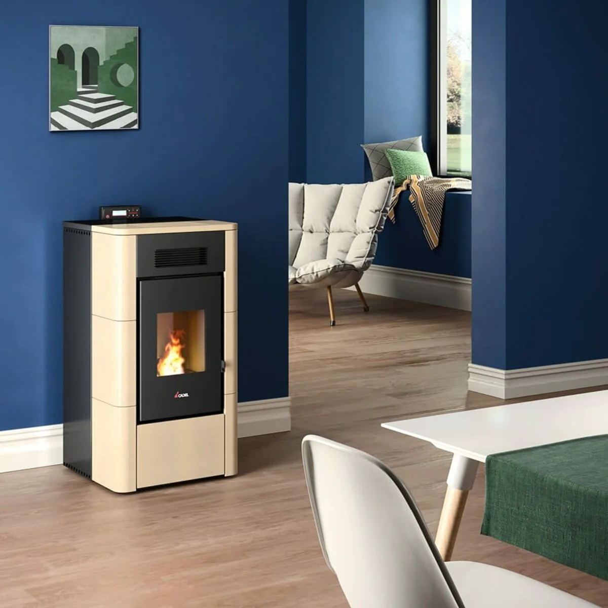 Stufa a pellet Cadel River Idro 23 ad acqua 22,4 kW WiFi - MAIOLICA AVORIO - Image 2