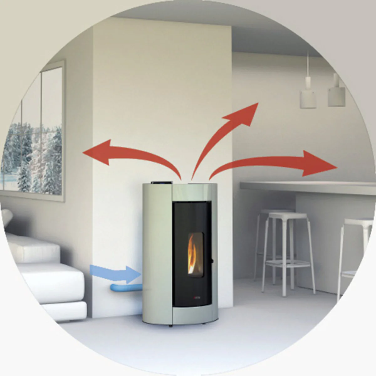 Stufa a pellet CADEL Spirit 5 ad aria 5,2 kW - con wifi ROSSO - Image 2