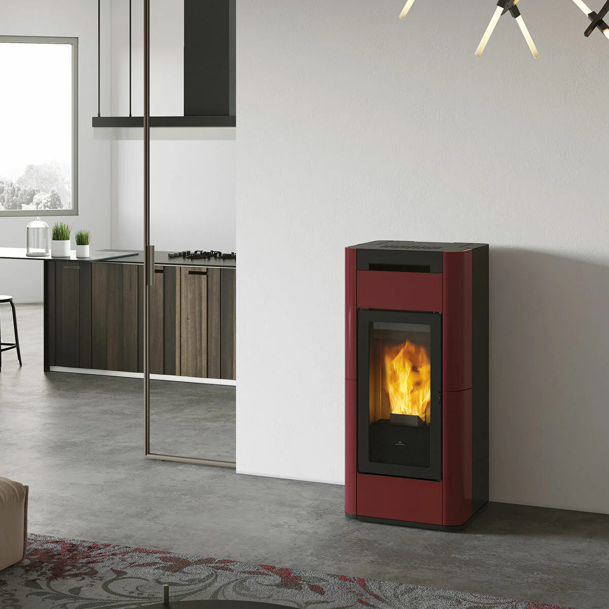 Stufa a pellet Edilkamin Tera H 25 Evo 25 kW WiFi Idro Bordeaux - Image 2