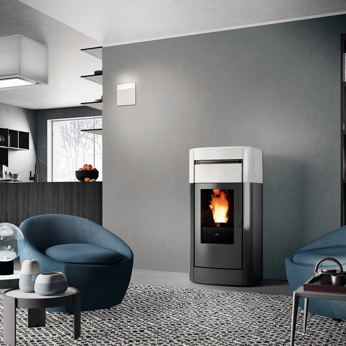 Stufa a pellet Edilkamin Vyda2 H 18 Up 19,2 kW Idro WiFi Bianco Opaco - Image 2