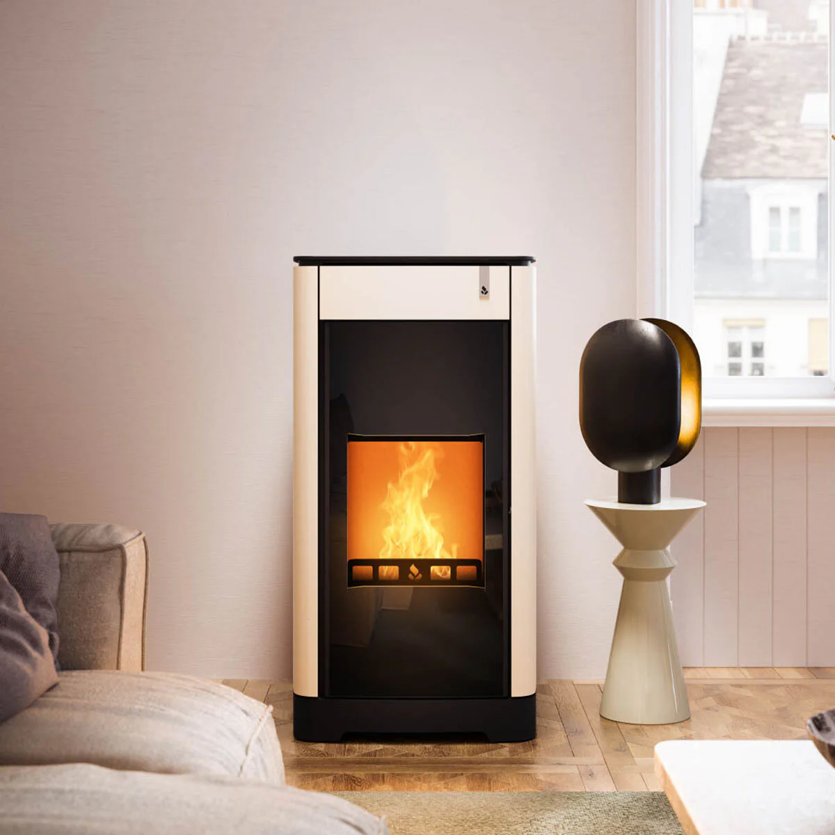 Stufa policombustibile Girolami Furni 14 avorio 15 kW idro + kit acs - Image 3