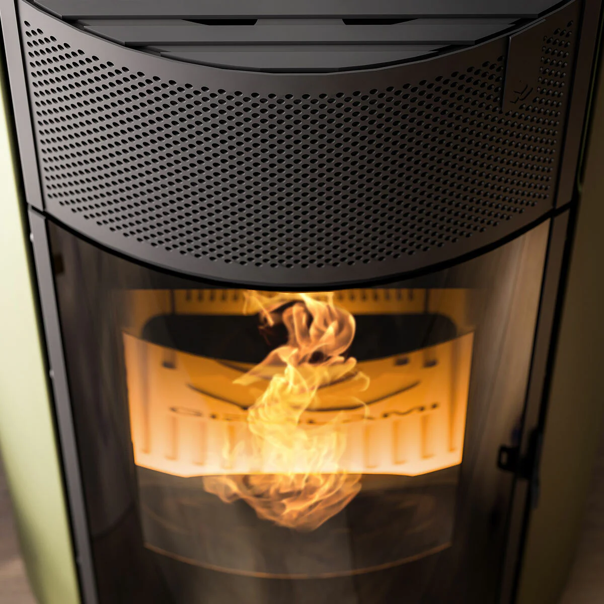 Stufa a pellet Girolami Round 9 8 kW ad aria WiFi - Verde - Image 4